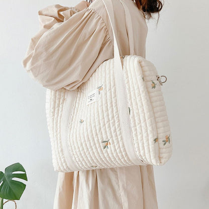 New Zipper Embroidery Quilted Mummy Bag Hanging Trolley