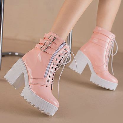 Women's Autumn And Winter Thick Heeled Short Boots