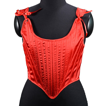 Satin Tunic Sexy Strap Slim Fit Cropped Fishbone Corset