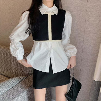 Early Autumn New Style Small Fragrance Suit Long-Sleeved Shirt Short Skirt Two-Piece Vest Fashion Three-piece Women's Clothing