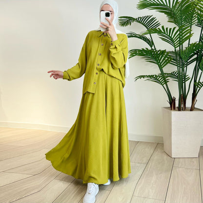 Middle East Arab New Fashion Style Long Sleeve Large Swing Skirt Suit