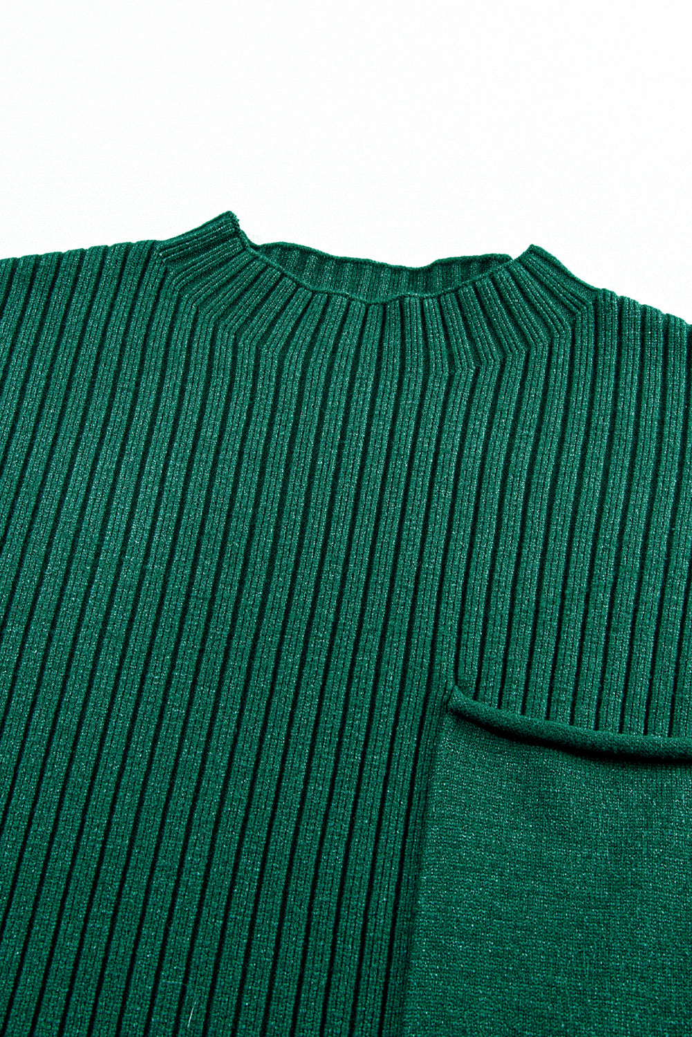 Robe pull à manches courtes en tricot côtelé avec poche plaquée vert noirâtre