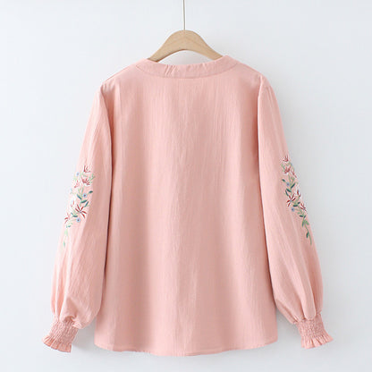 Early Spring New Casual Slim Embroidered Pullover Shirt