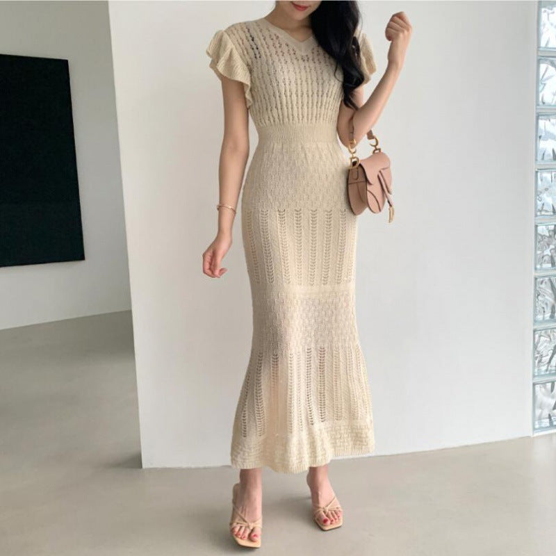 Women's Short-sleeved Knitted Dress Long Skirt