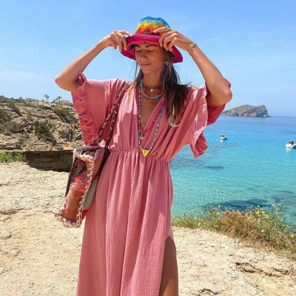 Robe de plage de couleur unie pour femmes