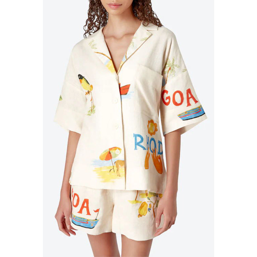 Spring And Summer New Vacation Flip Bat Sleeve Suit