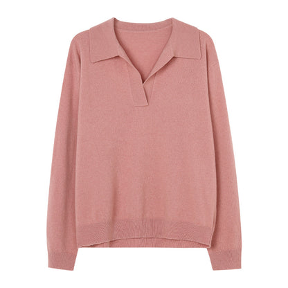 Pullover Long-sleeved Sweater Retro Solid Color Loose