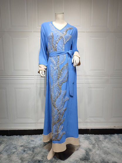 Robe musulmane brodée de paillettes, mode