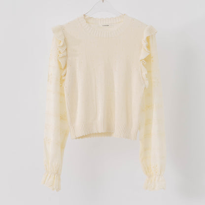 Women's Niche Design Lace Cutout Knitted Sweater