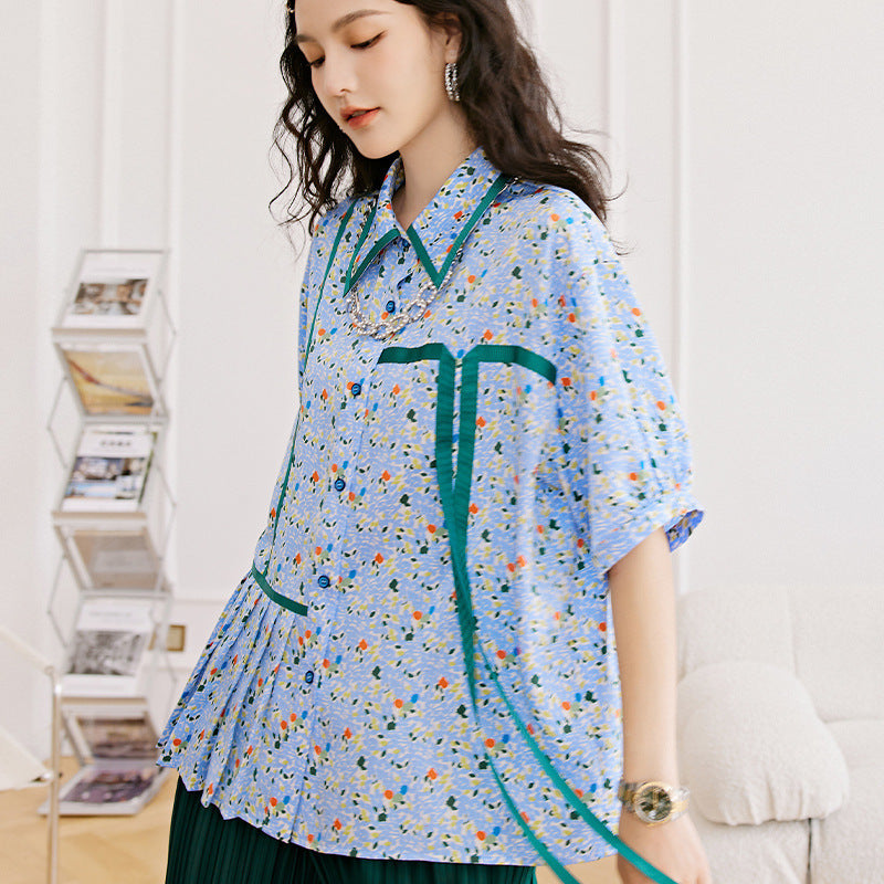 Ladies Cardigan Printed Short Sleeve Shirt Sweet And Fashionable