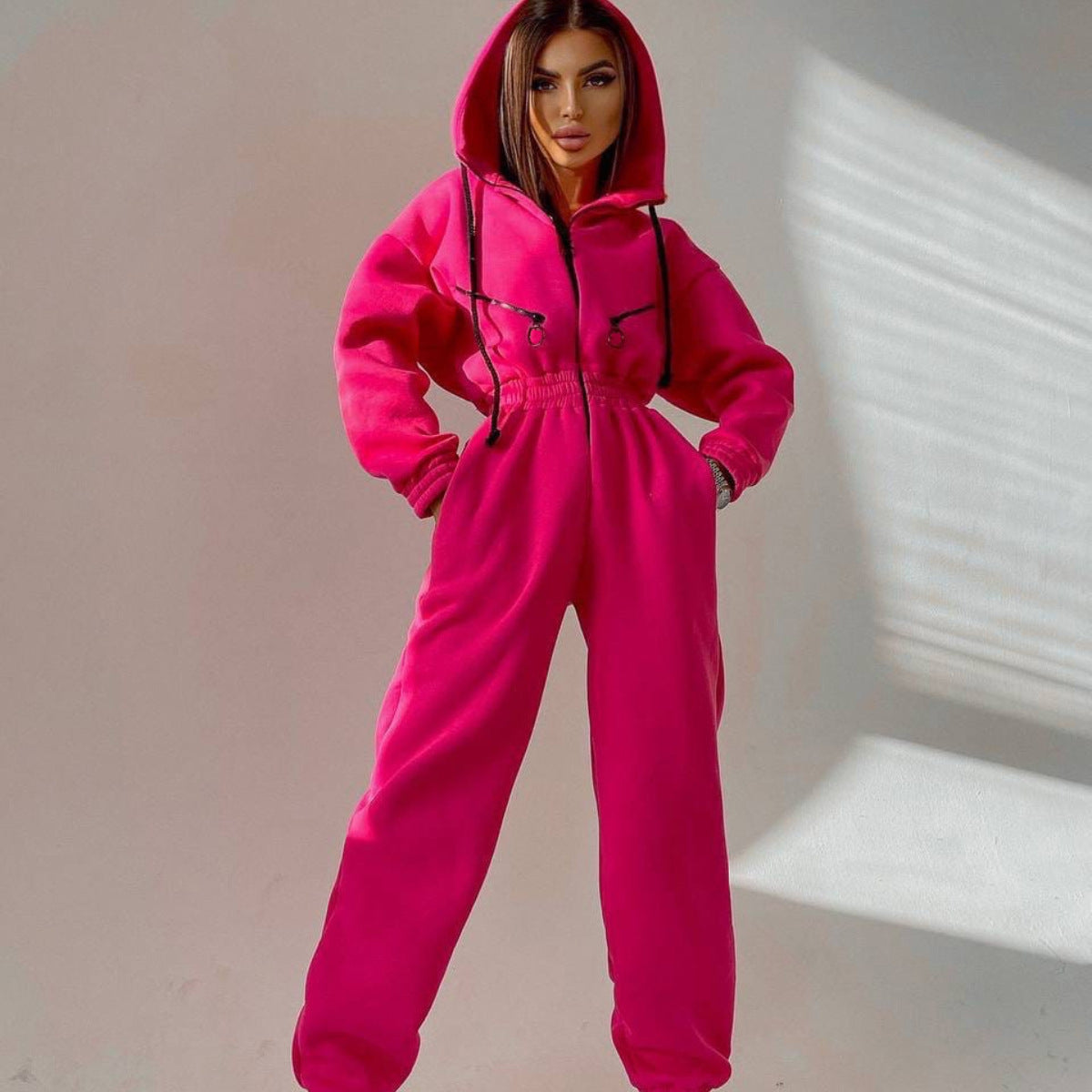 Cross-border Hot Sale Amazon Ebay Hot Sale Popular Sports Casual Women's Hooded Jumpsuit One-piece Suit