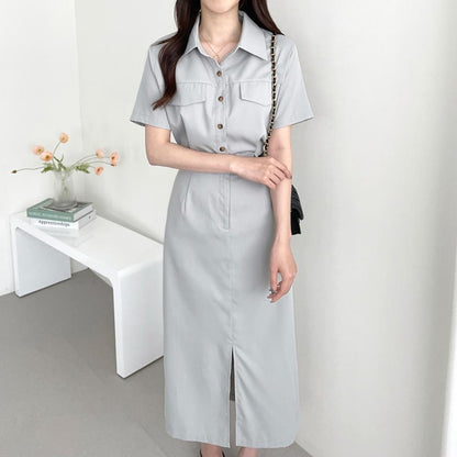 Long Slit Dress With Belt Female