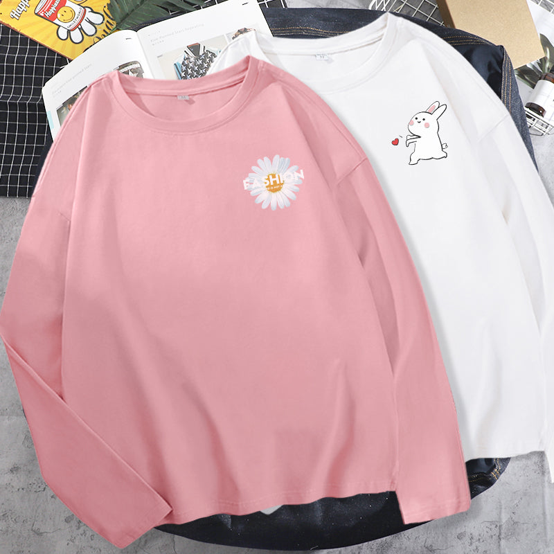 Camiseta de manga larga de algodón para mujer.