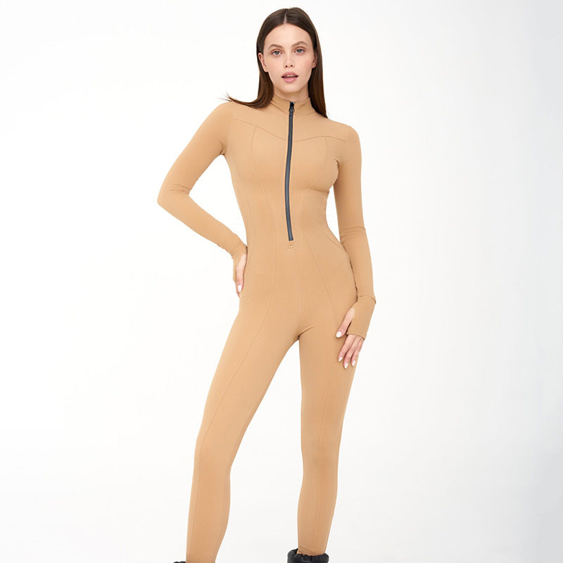 Long-sleeve Zipper Jumpsuit For Women