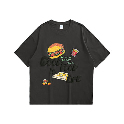 Nouveauté frites dessin animé Burger ample T-shirt haut