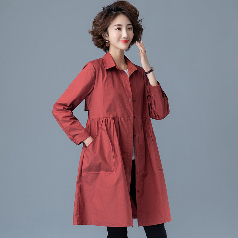 Loose large solid cotton linen shirt long top