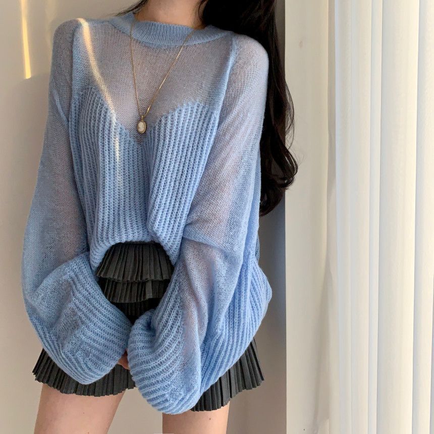 Artistic Sense Of Lantern Sleeve Knit Sweater Sweater Women