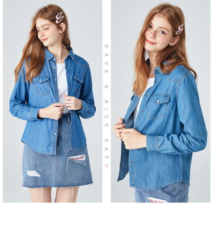 Chemise en jean à manches longues pour femme