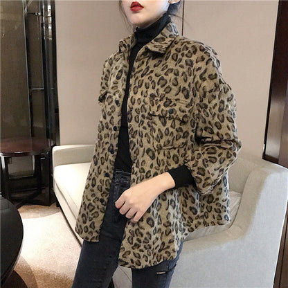 Loose leopard print shirt