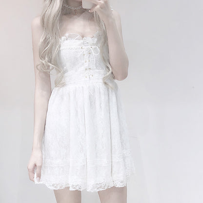 White lace bow tie dress