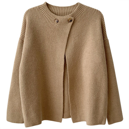 A loose-fitting sweater coat