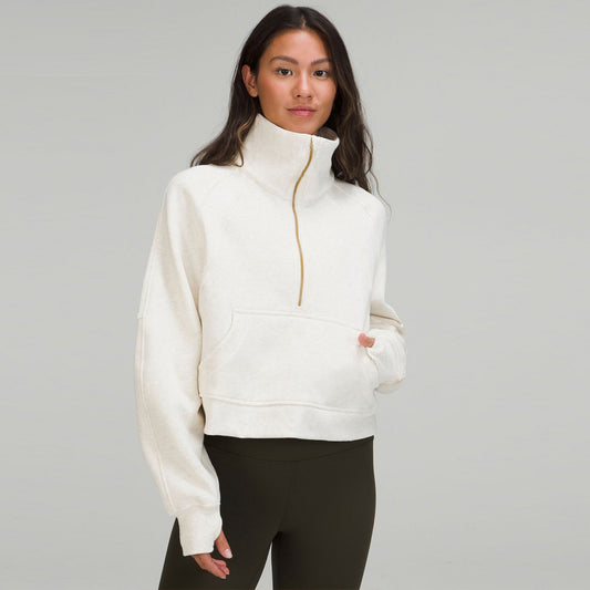 Pull en peluche à col haut pour femmes, Brownie rôti, Yoga, sport décontracté, court, demi-fermeture éclair, automne et hiver