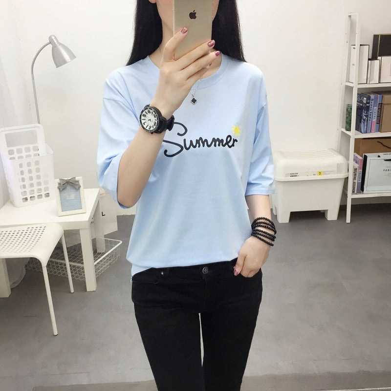 Women's loose short-sleeved cotton T-shirt