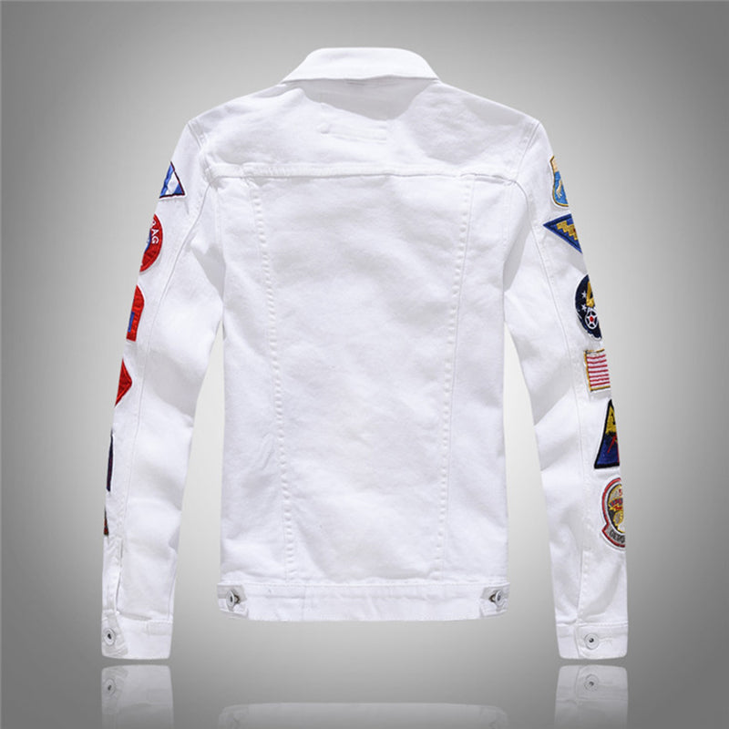 Fashion Slim Men's Patch Denim Jacket