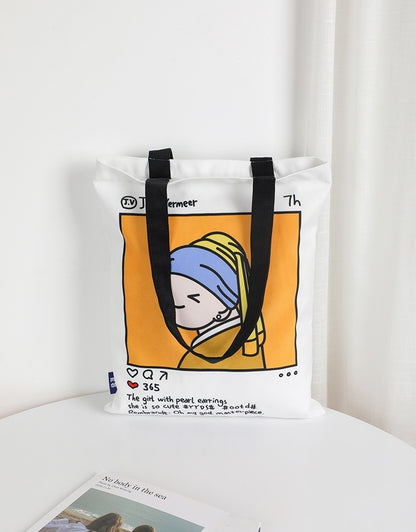 Illustration Ins Style Cute Portable Shoulder Canvas Bag