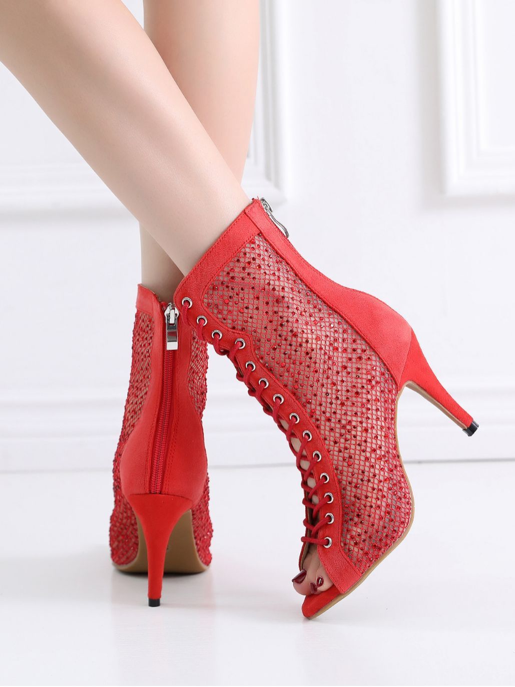 Tacones altos de baile latino de verano Red Hollow