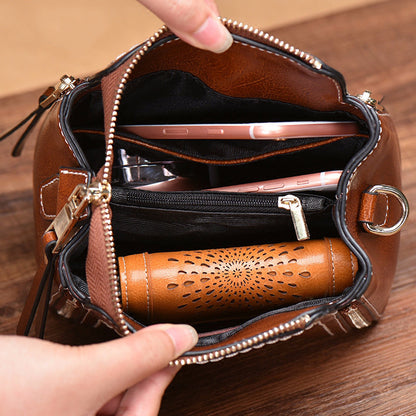 New Korean Version Of Real Cowhide Retro All Match Messenger Bag