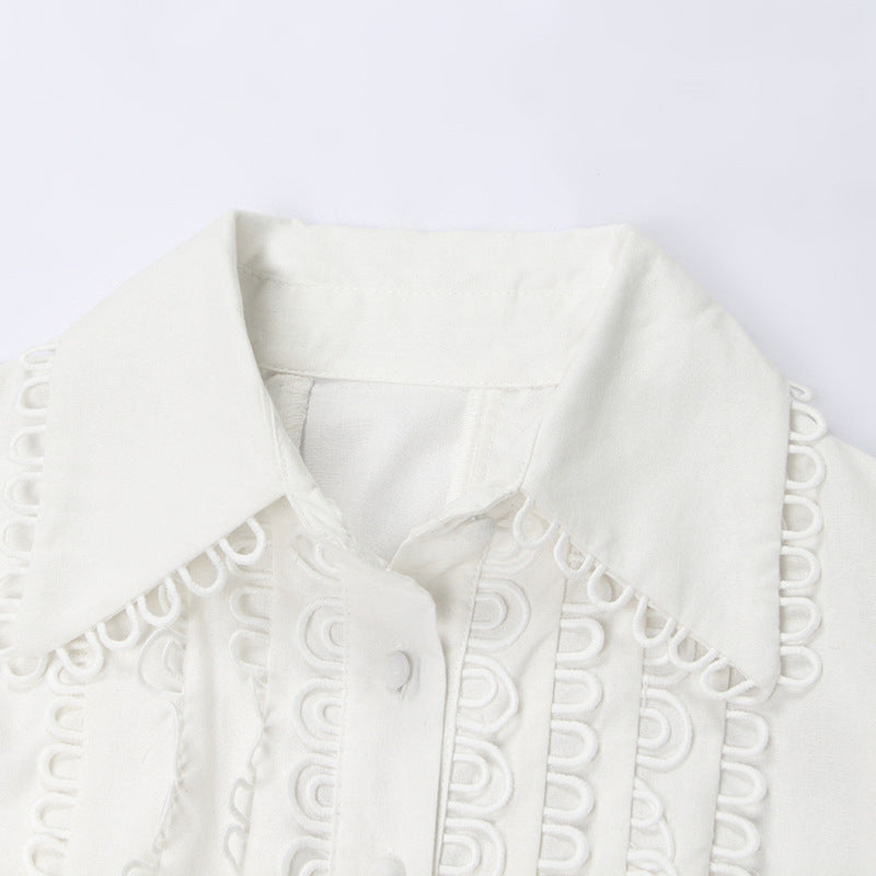 Lace stitching long sleeve shirt