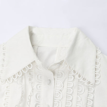 Lace stitching long sleeve shirt