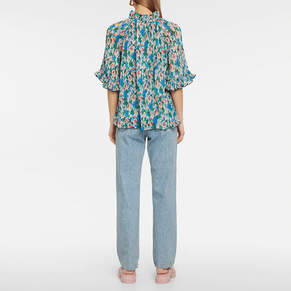 Printed Mid-sleeve Georgette Shirt And Chiffon Top