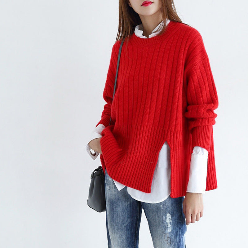 Thick round neck cashmere sweater