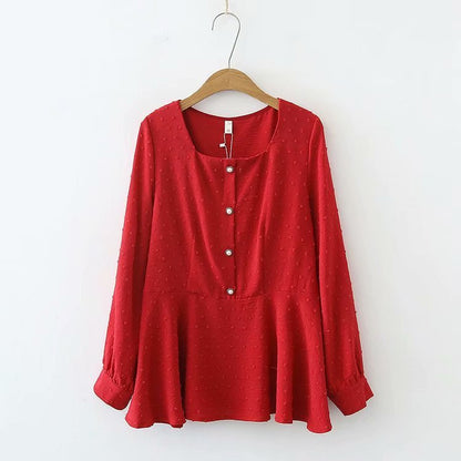 Korean Version Of Fashion Temperament Retro Square Collar Thin Shirt