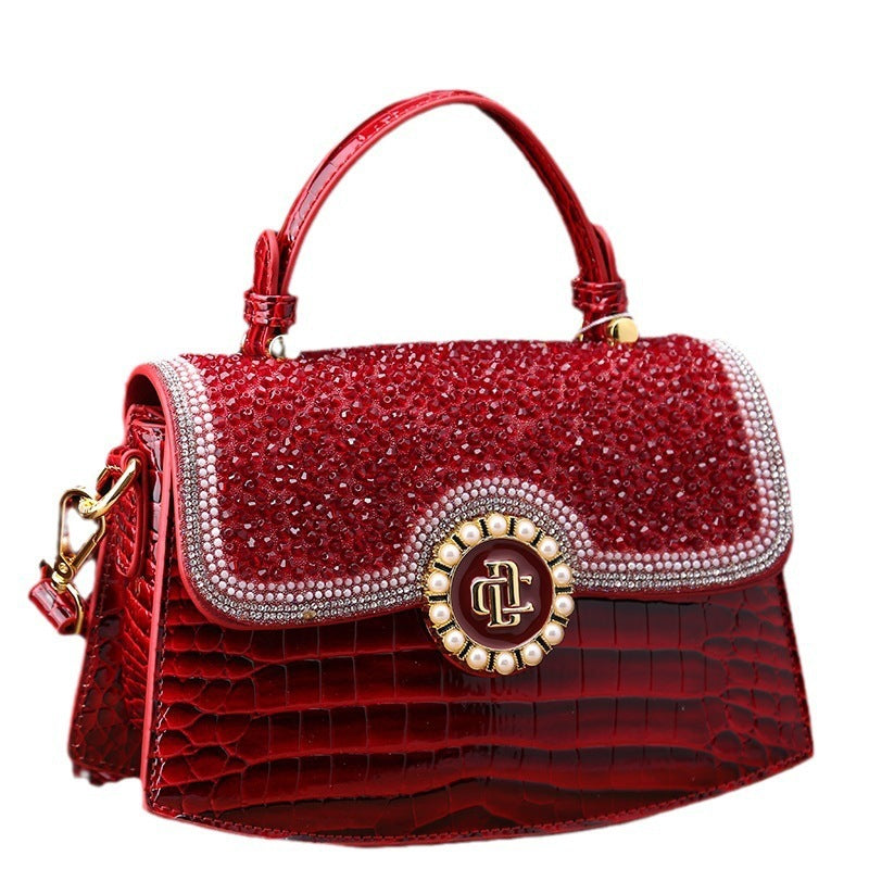 Bolso de hombro portátil con diamantes de charol nuevo de moda