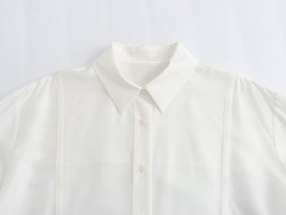 Chemise élégante à effet drapé blanc ample et assortie avec tout pour femme