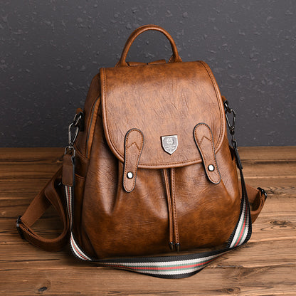 Retro Handmade Color Casual Soft Leather Backpack