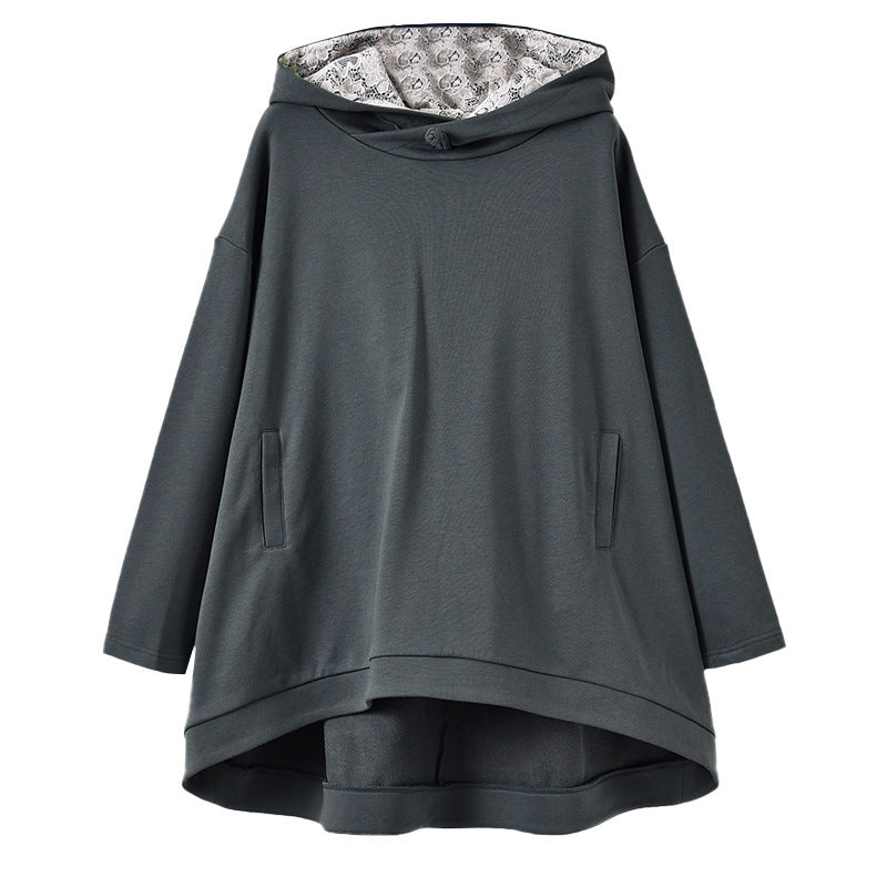 Loose Plus Size Mid Length Button Top Pullover Coat