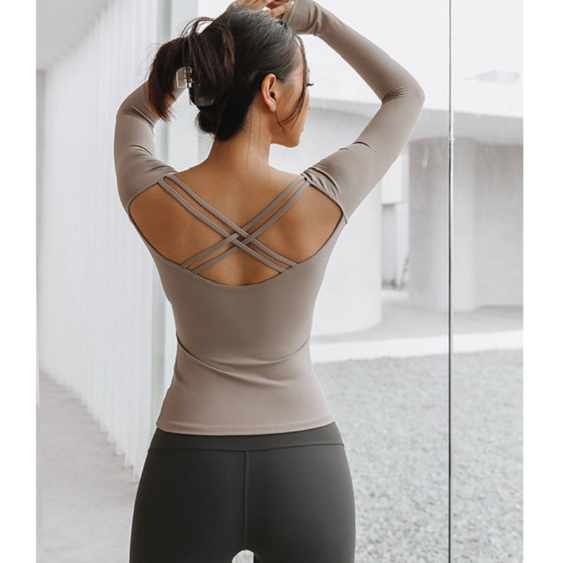 High End Fashion Long Sleeve Nylon Yoga Wear Sports Fitness Top