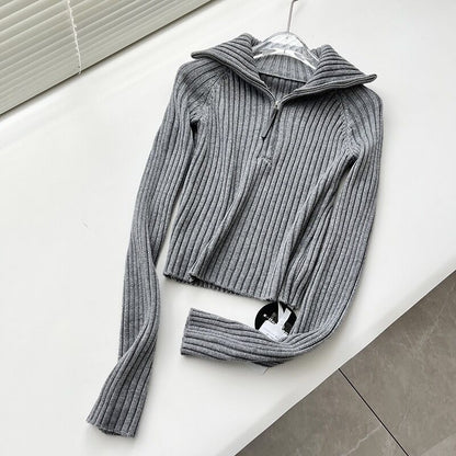 Turtleneck Wool Knitted Top Short Slim Fit