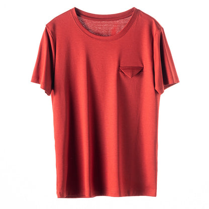 Camiseta de algodón de seda para mujer, diseño triangular holgado y moderno