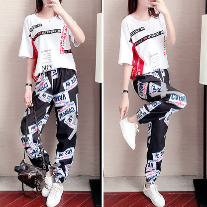 Summer Sports And Leisure Fashion Short Sleeve Western Style Two-piece Suit