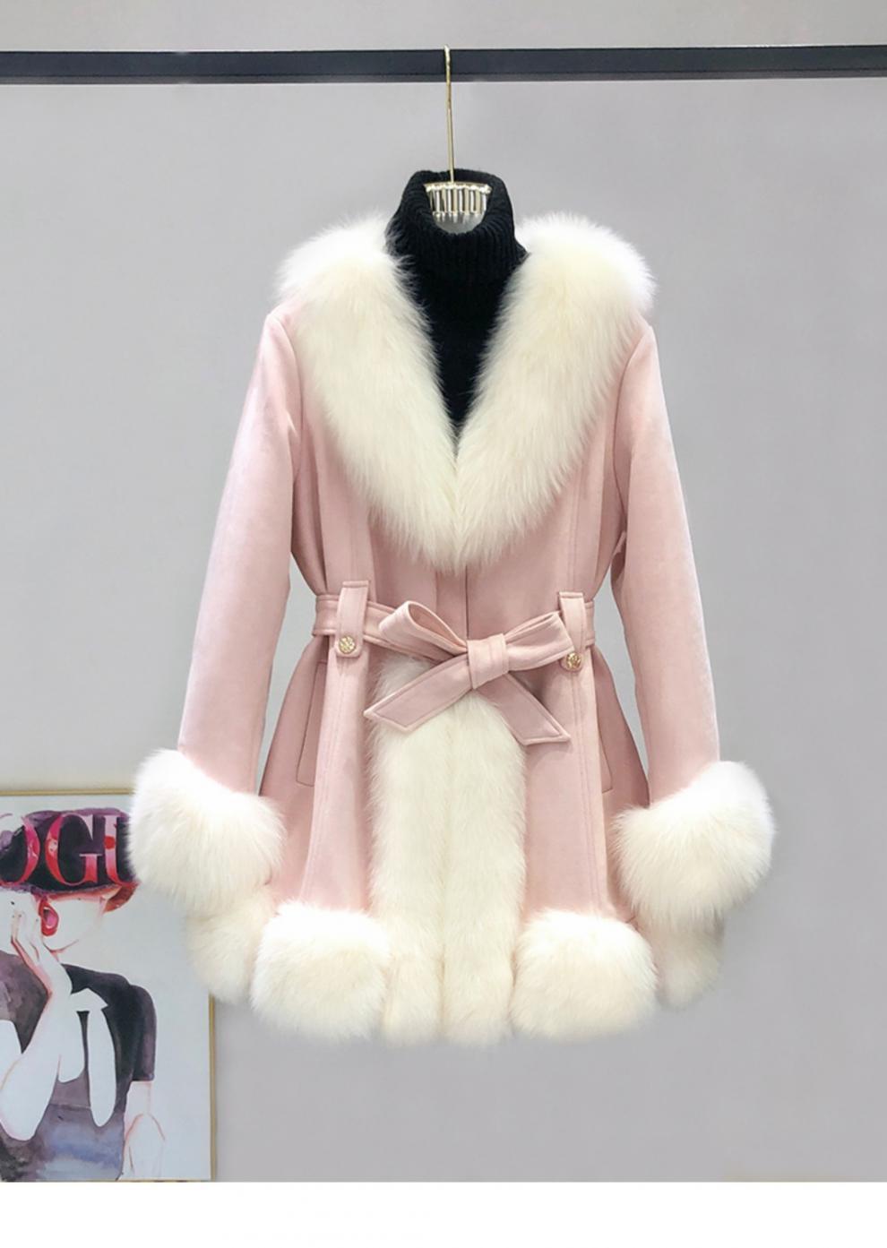 Leather Coat Suede Fur Integrated Mid-length Western Style Slimming