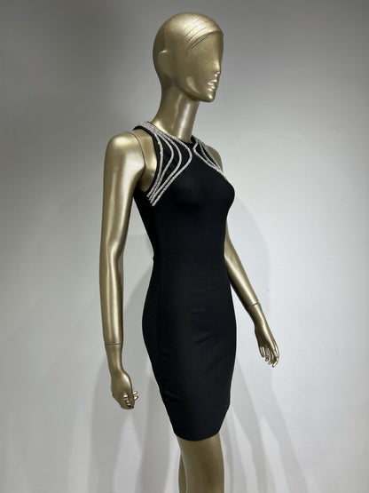 Women's Round Neck Sleeveless Drill Chain Tight Dress