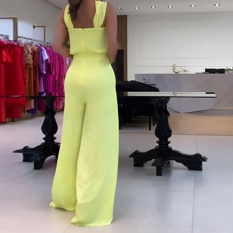 Women's Solid Color Wide Leg Jumpsuit