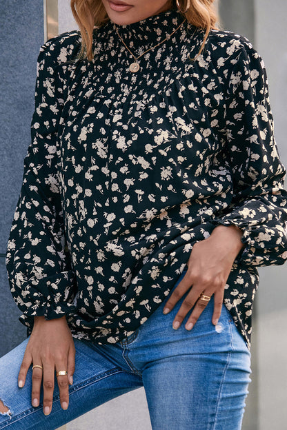 Floral Mock Neck Blouse