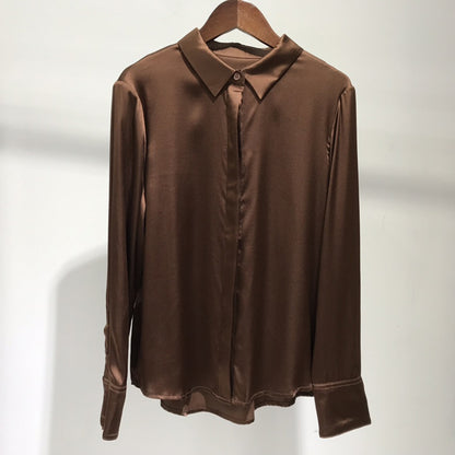 Women's High-end All-match Satin Silk Shirt