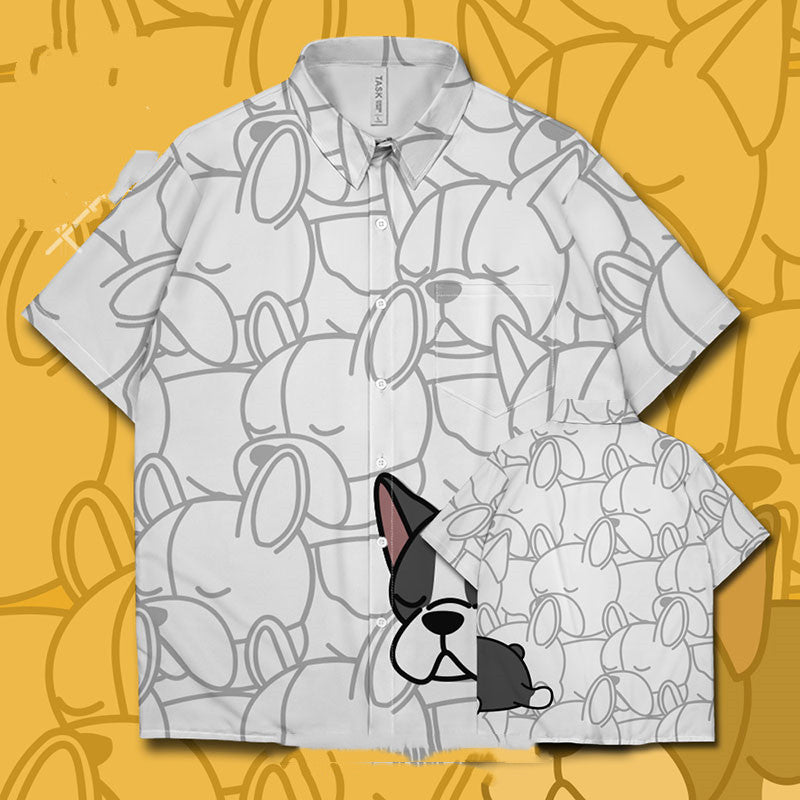 Q Camisa de manga corta con animales de dibujos animados lindo para hombres y mujeres